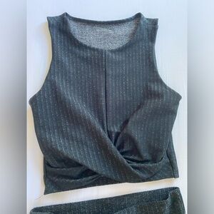 Joah Brown Black Leggings/ Crop Top Set